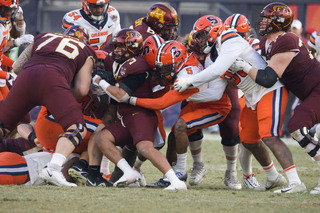 Syracuse plays Minnesota on Dec. 29 in the Bad Boy Mowers Pinstripe Bowl at Yankee Stadium. The game ended in a loss for the Orange with a final score of 28-20. 
