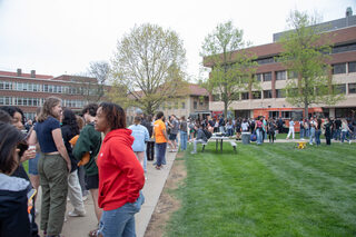Kicking off this year’s Block Party, University Union hosts a pre-show “Block Darty.” Food trucks, games and tables with free souvenirs littered the Quad on Friday, April 28, 2023.  