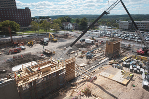 Construction at Dineen Hall is ongoing and can be tracked live, 24 hours a day on the building's development website. Ground was broken on the $90 million College of Law Building on May 10. The building is being constructed atop what was formerly Raynor parking lot behind the Carrier Dome.