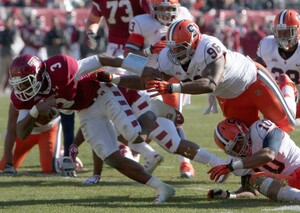 Jay Bromley attempts to bring down Temple quarterback Clinton 