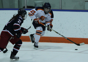 Syracuse forward Shiann Darkangelo and the Orange need one more win for a program record in wins.