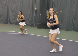 Maddie Kobelt (right) and Aleah Marrow are trying to guide Syracuse to a successful season in its first year in the Atlantic Coast Conference. 