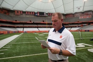 Scott Shafer, pictured here in 2011,  wasn't happy with his players' level of effort Monday at training camp.