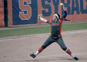 Jocelyn Cater hurls a pitch during Sunday's 11-2 win against Virginia. The junior threw her 18th complete game of the season.