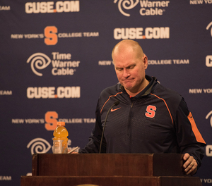 Syracuse head coach Scott Shafer was fired Monday. He will still coach the Orange when it plays Boston College in its final regular season game on Saturday.