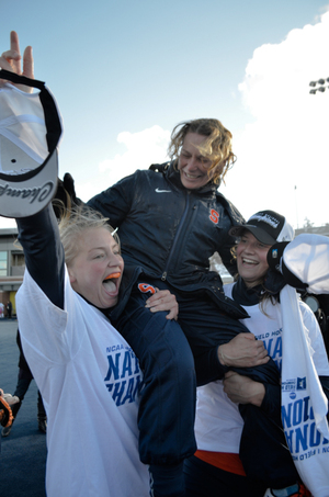 Syracuse head coach Ange Bradley was named NFHCA's national coach of the year on Friday. She led the Orange to the program's first-ever national title.