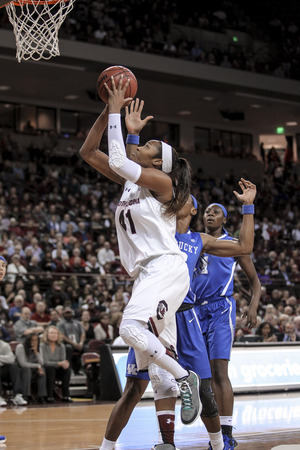 Alaina Coates and South Carolina beat Syracuse twice last season. SU will play the Gamecocks in Sioux Falls, South Dakota on Friday.  