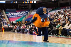 Otto dances on the floor during the Women's Basketball ACC tournament in Greensboro, North Carolina. Syracuse women's basketball lost in the championship game to Notre Dame on Sunday.