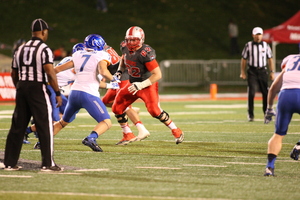 Garrett Adcock is the lone Division I football player enrolled in his second year of law school. Adcock plays offensive line for the Lobos. 