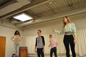 Daisha Abdillahi (left), Gabriel Girson, Jacob Rosen and Claire St. Marie are Syracuse University drama students performing the Shakespearean-inspired “Shakes-Beer” event at WT Brews this Sunday.