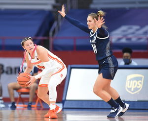 Tiana Mangakahia had a team-high eight assists in Syracuse's 82-72 win over Penn State.