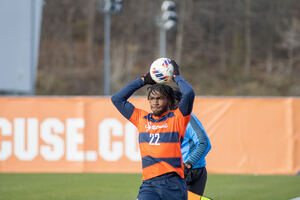 Olu Oyegunle limited Penn's Stas Korzeniowski and Ben Stitz throughout SU's NCAA Tournament win.