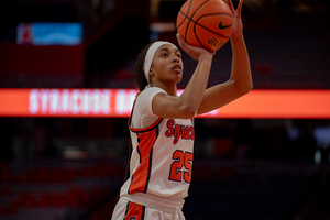 Alaina Rice's 10-board effort helped Syracuse rebound Saint Francis by 25 en route to an 85-43 win. 