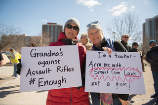 Local residents Bobbi Gowan and Amy Pento came to show their support during the Syracuse rally.