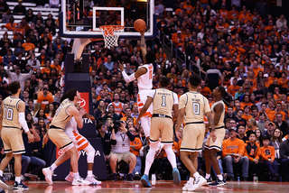 Brissett goes up for a layup.